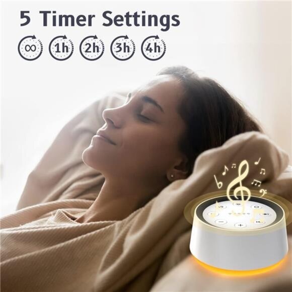 Brown Noise Sound Machine with 30 Soothing Sounds 12 Colors Night Light White - Picture 5 of 16